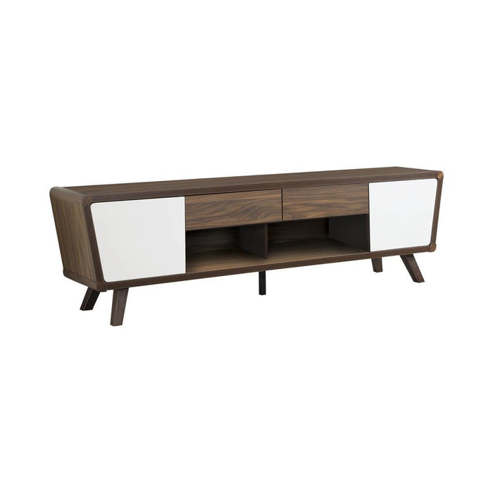 Alvin 2-drawer TV Console Dark Walnut and Glossy White - Royal Furniture & Gifts (MI) - Multi Location