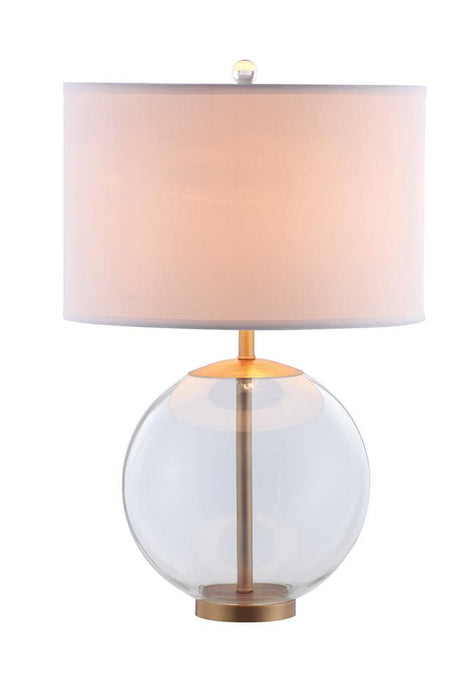 Kenny Drum Shade Table Lamp with Glass Base White - Royal Furniture & Gifts (MI) - Multi Location