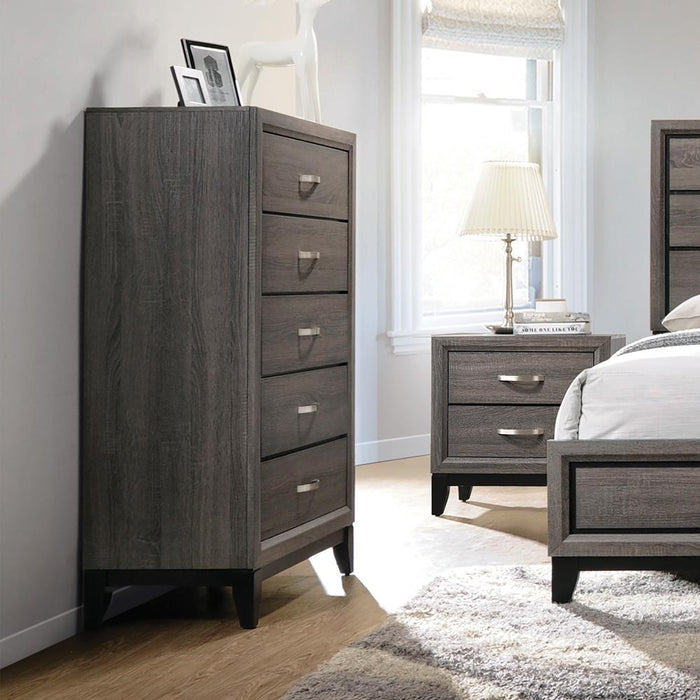 Watson 5-drawer Chest Grey Oak and Black - Royal Furniture & Gifts (MI) - Multi Location
