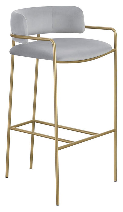 Comstock Upholstered Low Back Stool Grey and Gold - Royal Furniture & Gifts (MI) - Multi Location
