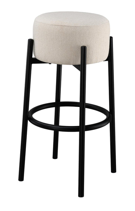 Leonard Upholstered Backless Round Stools White and Black (Set of 2) - Royal Furniture & Gifts (MI) - Multi Location