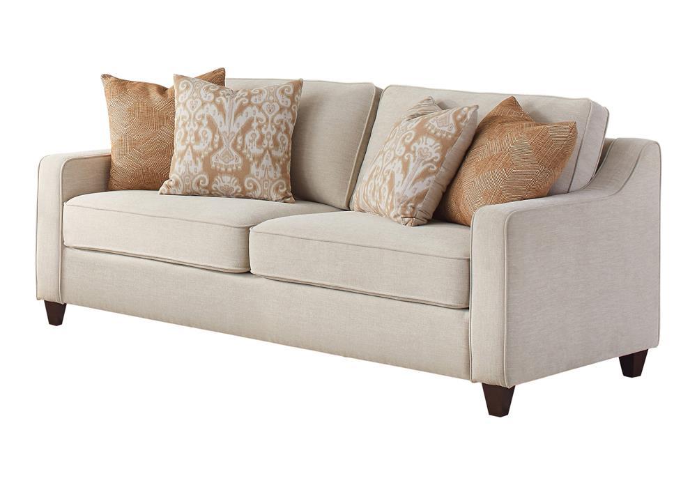 Christine Upholstered Cushion Back Sofa Beige - Royal Furniture & Gifts (MI) - Multi Location