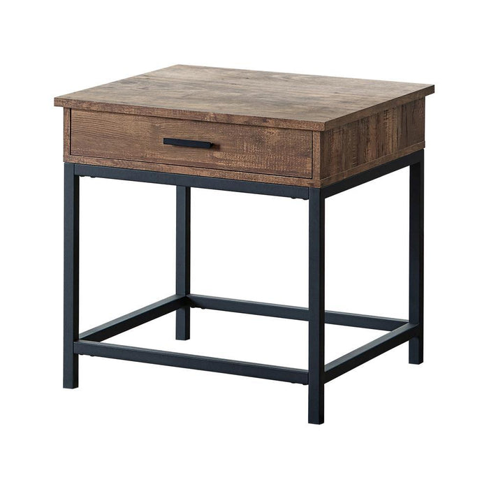 Byers Square 1-drawer End Table Brown Oak and Sandy Black - Royal Furniture & Gifts (MI) - Multi Location