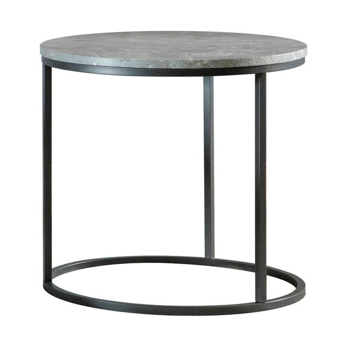Lainey Faux Marble Round Top End Table Grey and Gunmetal - Royal Furniture & Gifts (MI) - Multi Location