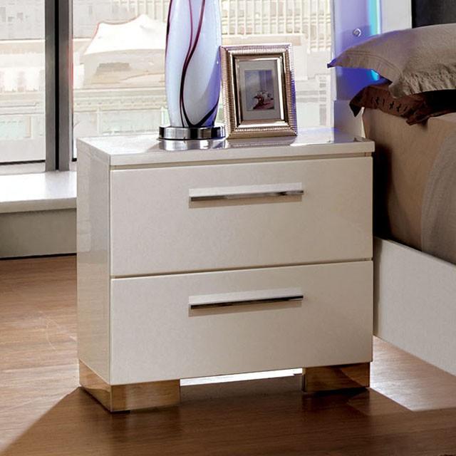 CLEMENTINE Glossy White Night Stand - Royal Furniture & Gifts (MI) - Multi Location
