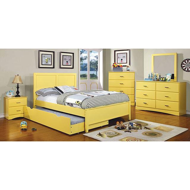 PRIAM Full & Twin Bed, White/Gray, Pink, Chrome, & Yellow