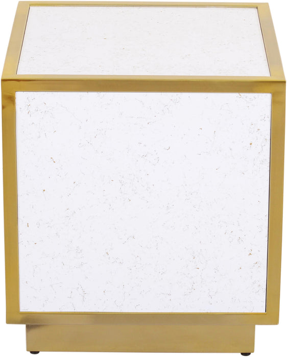 Glitz White Faux Marble End Table - Royal Furniture & Gifts (MI) - Multi Location