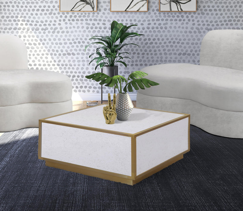 Glitz White Faux Marble Coffee Table - Royal Furniture & Gifts (MI) - Multi Location