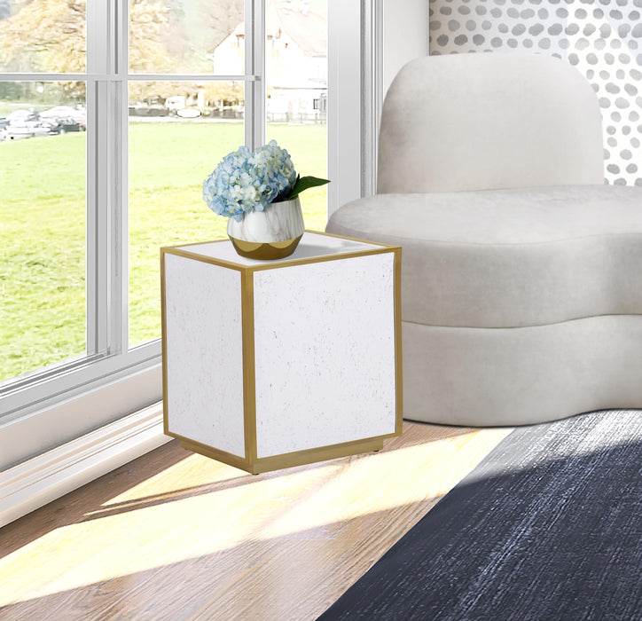 Glitz White Faux Marble End Table - Royal Furniture & Gifts (MI) - Multi Location