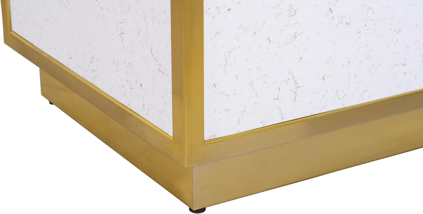 Glitz White Faux Marble End Table - Royal Furniture & Gifts (MI) - Multi Location