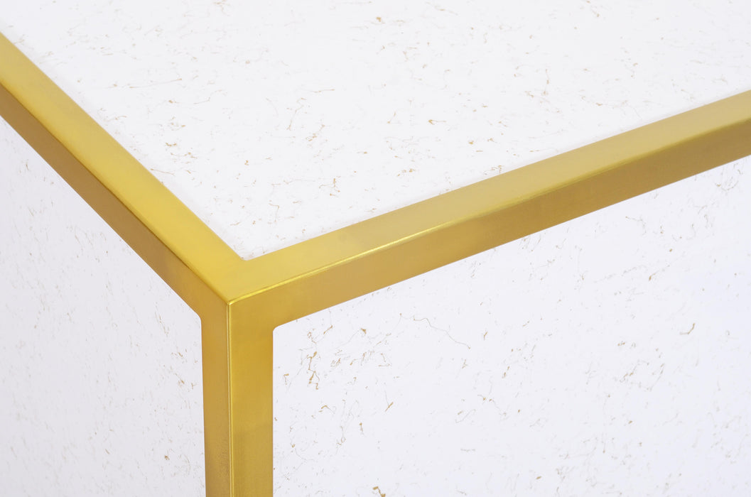 Glitz White Faux Marble End Table - Royal Furniture & Gifts (MI) - Multi Location