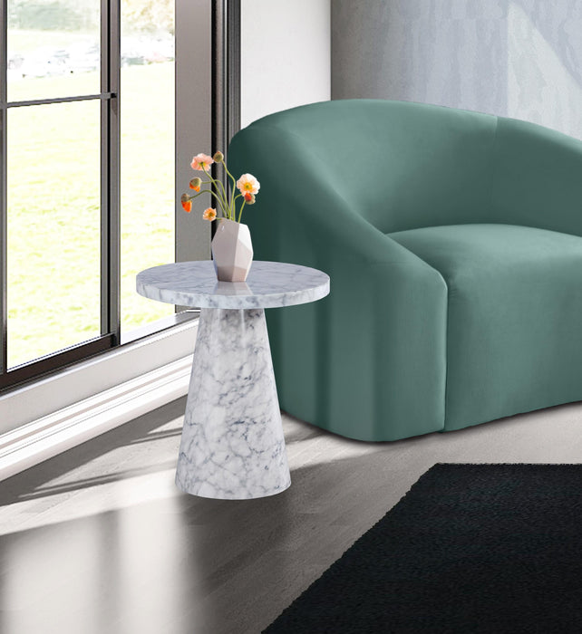 Omni White Faux Marble End Table - Royal Furniture & Gifts (MI) - Multi Location