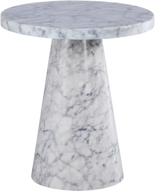 Omni White Faux Marble End Table - Royal Furniture & Gifts (MI) - Multi Location
