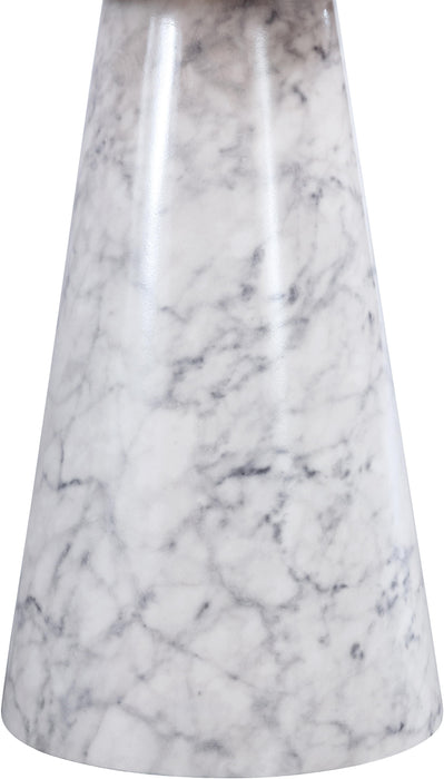 Omni White Faux Marble End Table - Royal Furniture & Gifts (MI) - Multi Location