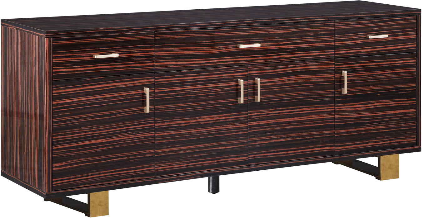 Excel Brown Zebra Wood Veneer Lacquer Sideboard/Buffet - Royal Furniture & Gifts (MI) - Multi Location