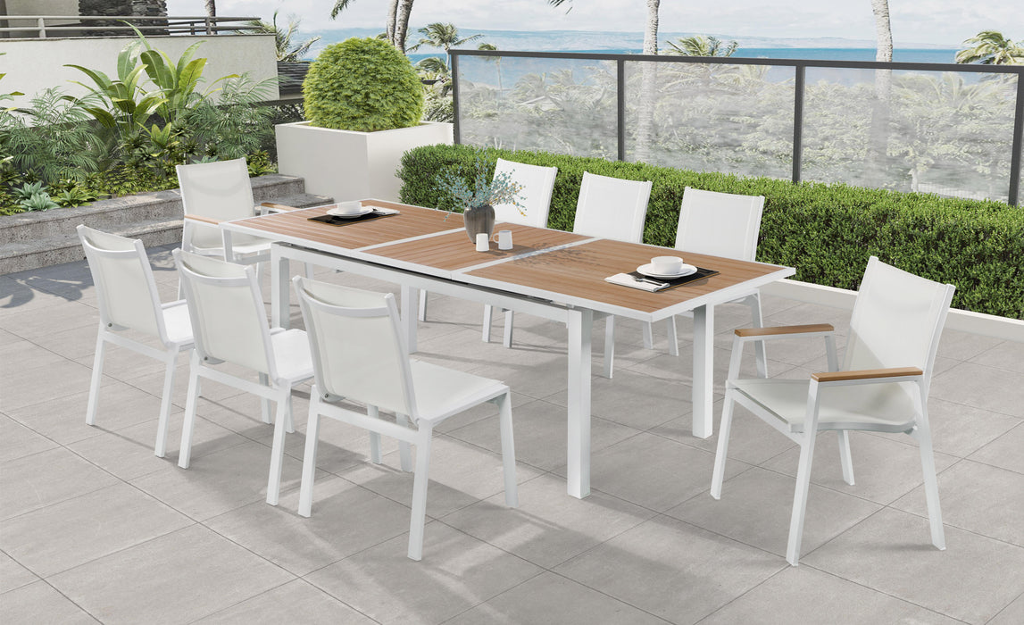 Nizuc White Mesh Waterproof Fabric Outdoor Patio Aluminum Mesh Dining Arm Chair - Royal Furniture & Gifts (MI) - Multi Location