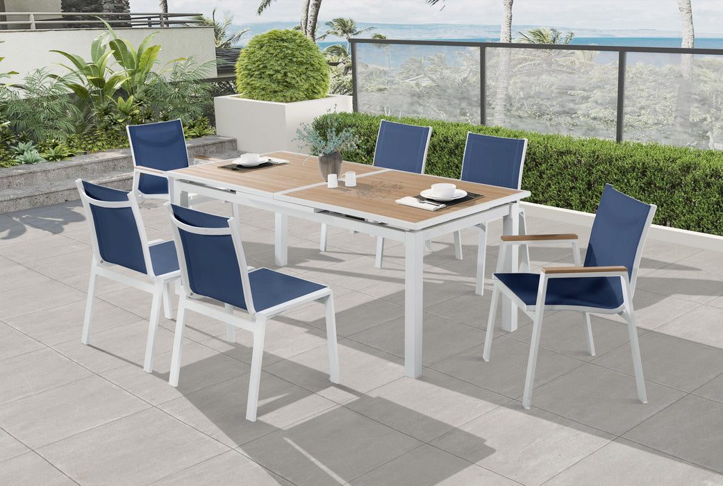 Nizuc Navy Mesh Waterproof Fabric Outdoor Patio Aluminum Mesh Dining Chair - Royal Furniture & Gifts (MI) - Multi Location