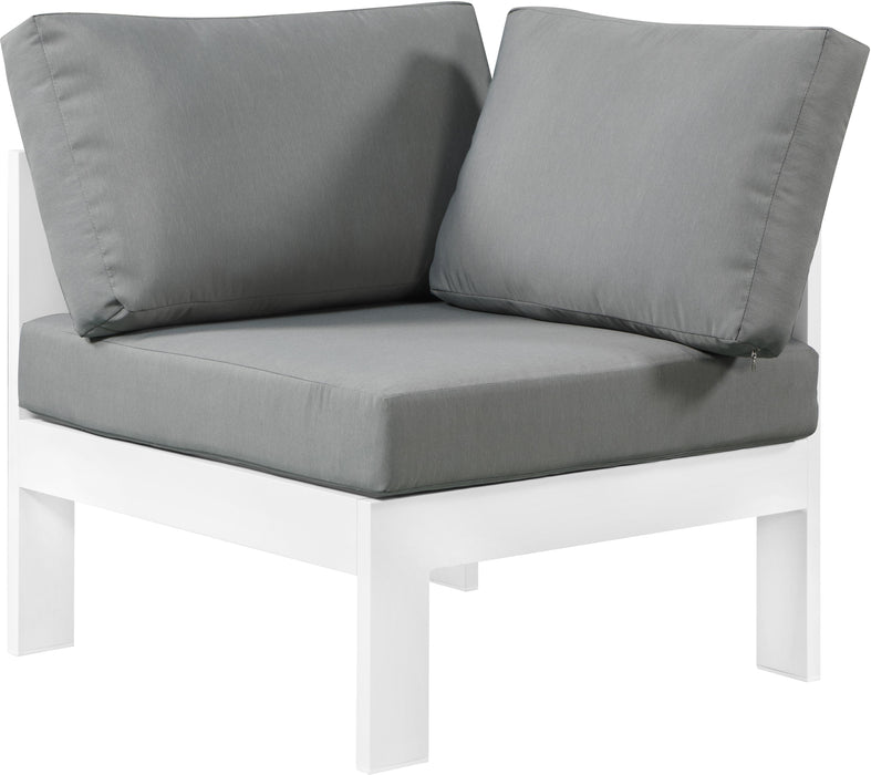 Nizuc Grey Waterproof Fabric Outdoor Patio Aluminum Corner Chair - Royal Furniture & Gifts (MI) - Multi Location