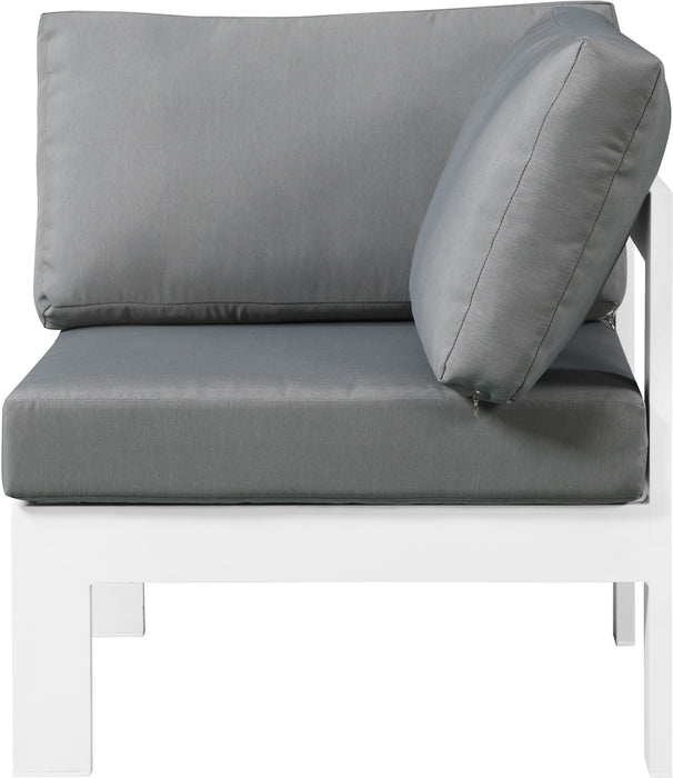 Nizuc Grey Waterproof Fabric Outdoor Patio Aluminum Corner Chair - Royal Furniture & Gifts (MI) - Multi Location