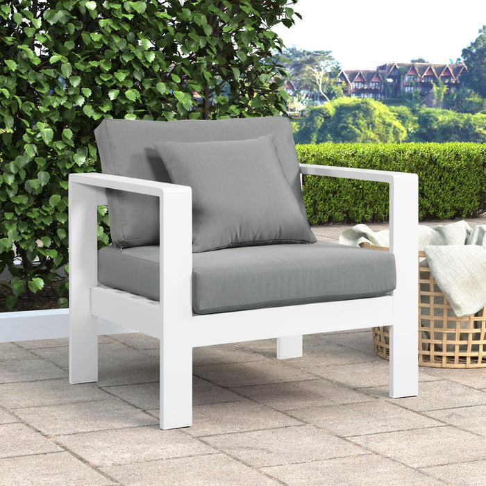 Nizuc Grey Waterproof Fabric Outdoor Patio Aluminum Arm Chair - Royal Furniture & Gifts (MI) - Multi Location