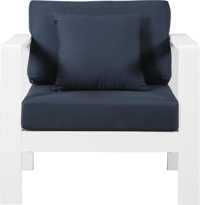 Nizuc Navy Waterproof Fabric Outdoor Patio Aluminum Arm Chair - Royal Furniture & Gifts (MI) - Multi Location