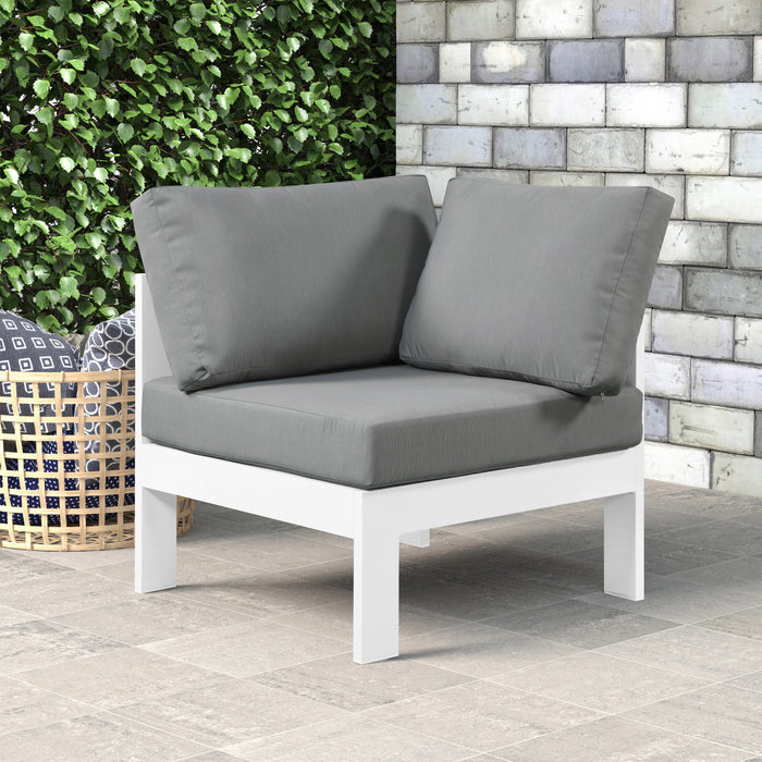 Nizuc Grey Waterproof Fabric Outdoor Patio Aluminum Corner Chair - Royal Furniture & Gifts (MI) - Multi Location