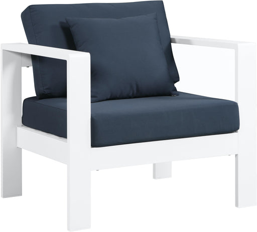 Nizuc Navy Waterproof Fabric Outdoor Patio Aluminum Arm Chair - Royal Furniture & Gifts (MI) - Multi Location