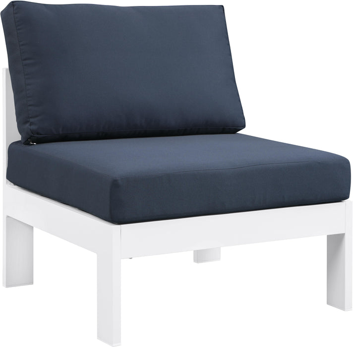 Nizuc Navy Waterproof Fabric Outdoor Patio Aluminum Armless Chair - Royal Furniture & Gifts (MI) - Multi Location
