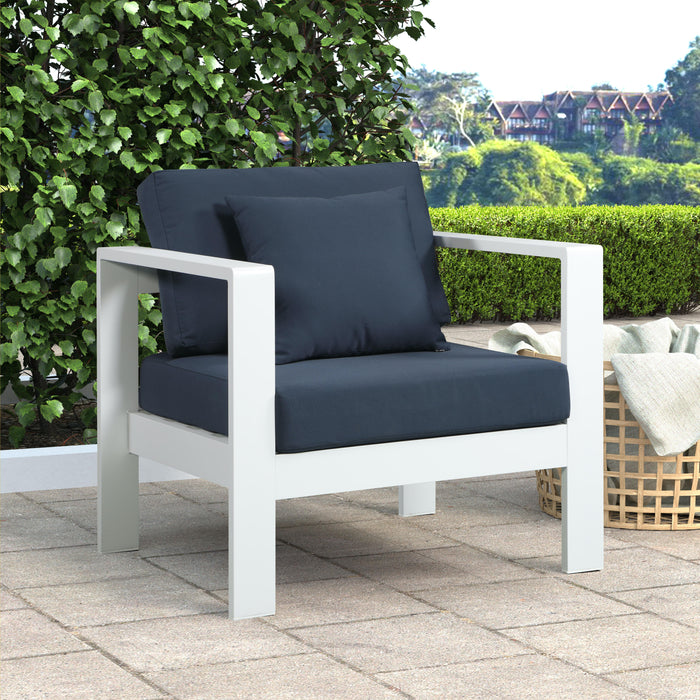 Nizuc Navy Waterproof Fabric Outdoor Patio Aluminum Arm Chair - Royal Furniture & Gifts (MI) - Multi Location