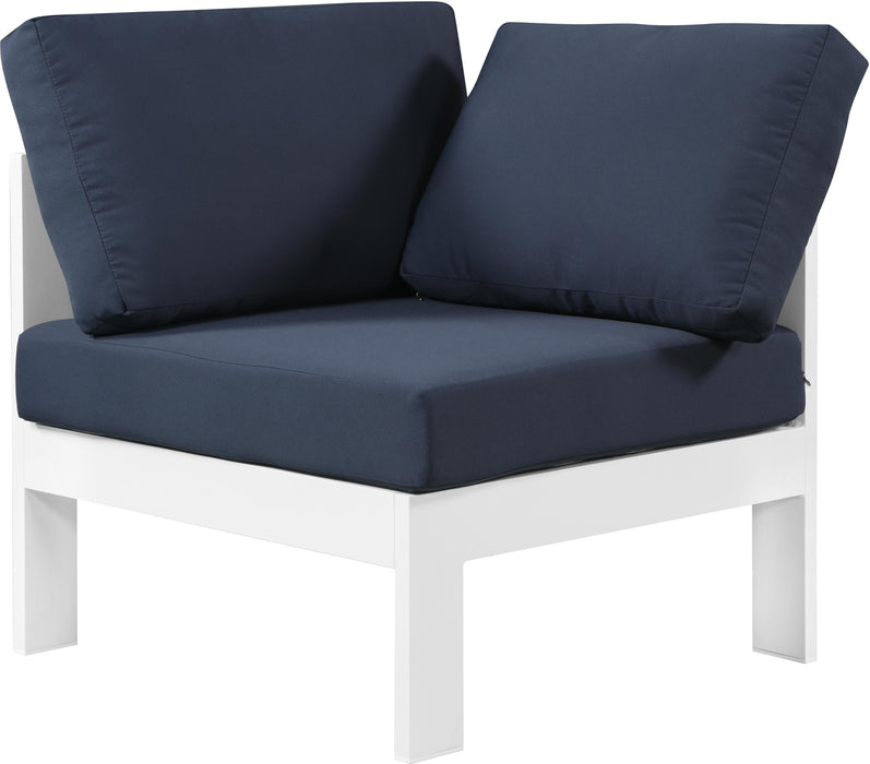 Nizuc Navy Waterproof Fabric Outdoor Patio Aluminum Corner Chair - Royal Furniture & Gifts (MI) - Multi Location