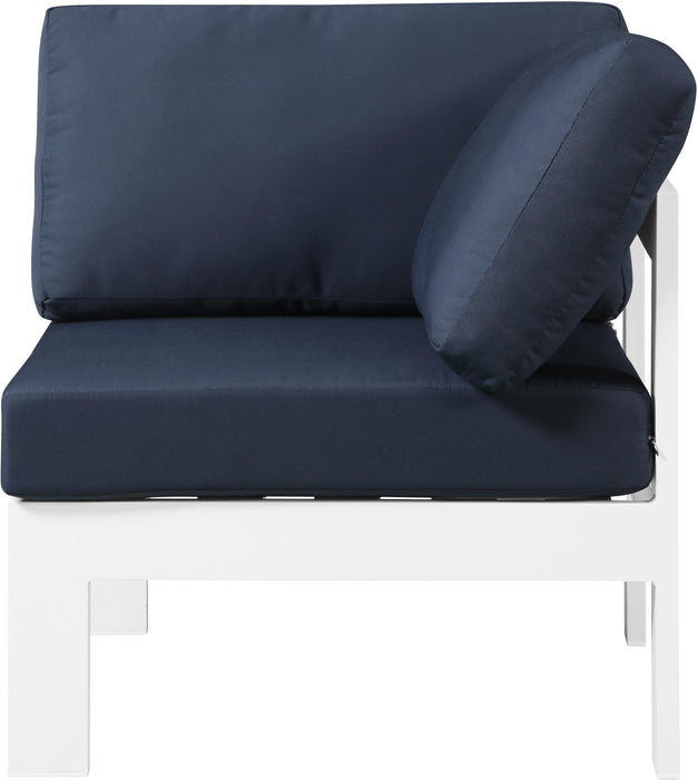 Nizuc Navy Waterproof Fabric Outdoor Patio Aluminum Corner Chair - Royal Furniture & Gifts (MI) - Multi Location