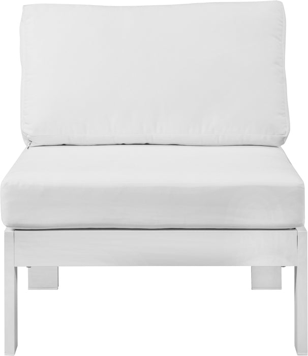 Nizuc White Waterproof Fabric Outdoor Patio Aluminum Armless Chair - Royal Furniture & Gifts (MI) - Multi Location