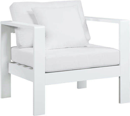 Nizuc White Waterproof Fabric Outdoor Patio Aluminum Arm Chair - Royal Furniture & Gifts (MI) - Multi Location