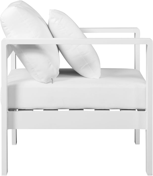 Nizuc White Waterproof Fabric Outdoor Patio Aluminum Arm Chair - Royal Furniture & Gifts (MI) - Multi Location