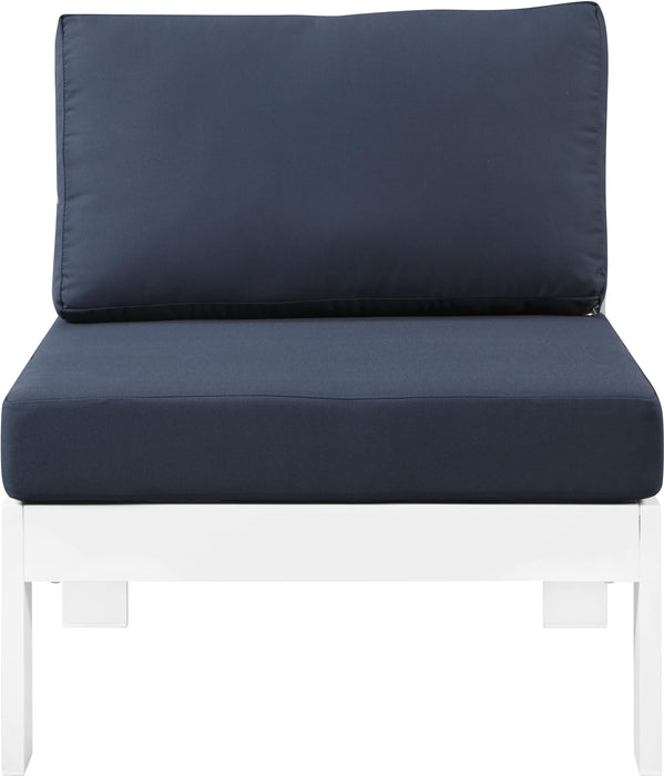 Nizuc Navy Waterproof Fabric Outdoor Patio Aluminum Armless Chair - Royal Furniture & Gifts (MI) - Multi Location