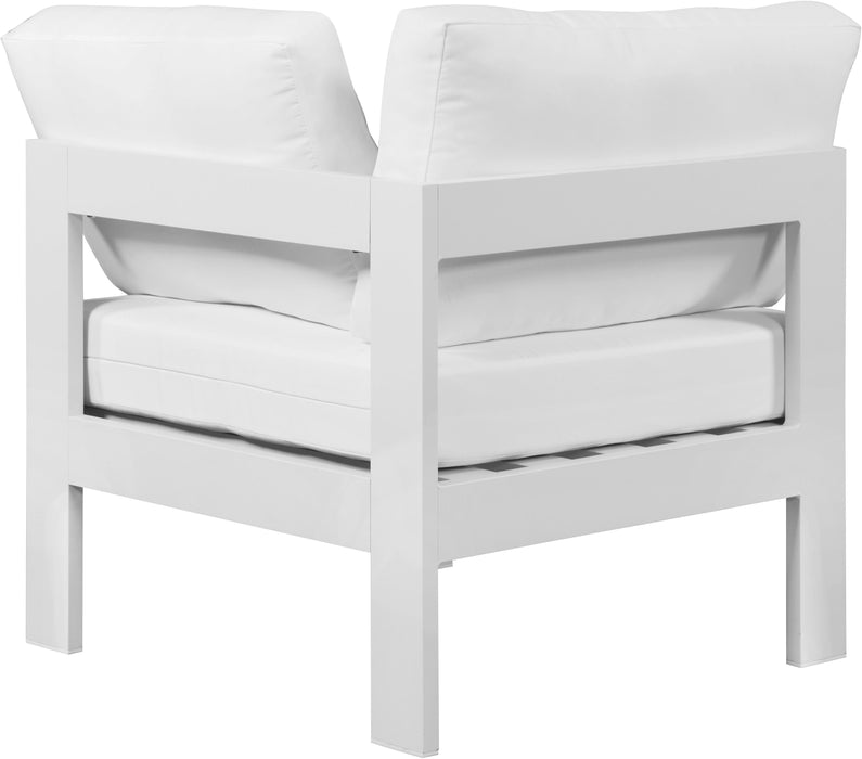 Nizuc White Waterproof Fabric Outdoor Patio Aluminum Corner Chair - Royal Furniture & Gifts (MI) - Multi Location