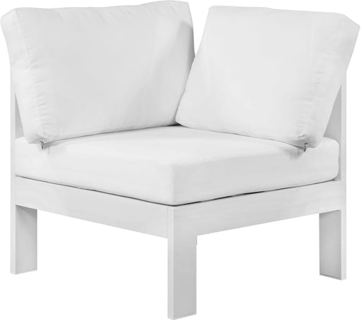 Nizuc White Waterproof Fabric Outdoor Patio Aluminum Corner Chair - Royal Furniture & Gifts (MI) - Multi Location