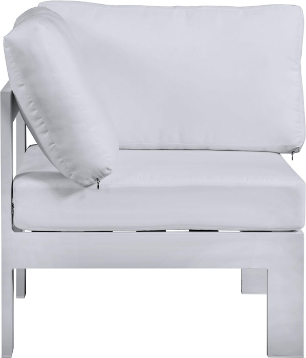 Nizuc White Waterproof Fabric Outdoor Patio Aluminum Corner Chair - Royal Furniture & Gifts (MI) - Multi Location