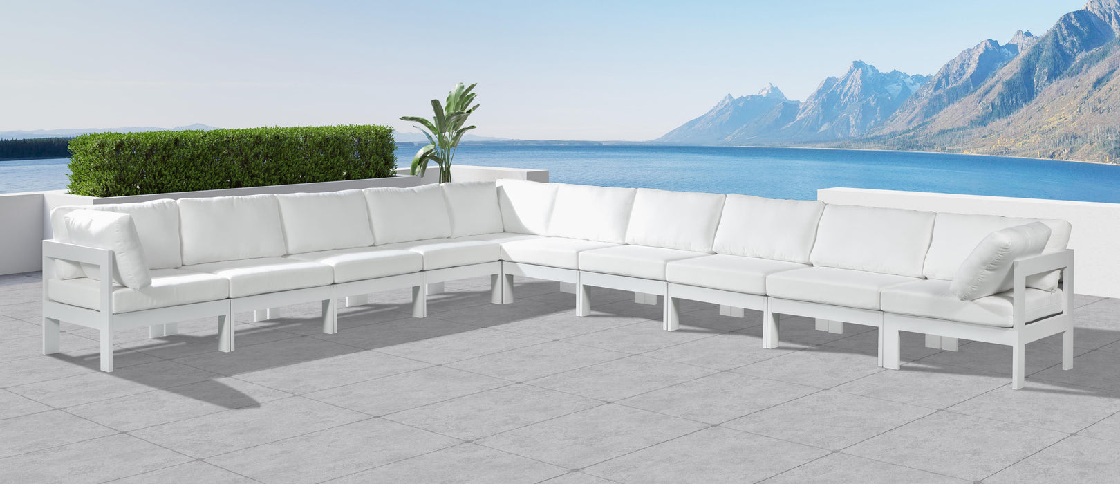 Nizuc White Waterproof Fabric Outdoor Patio Modular Sectional - Royal Furniture & Gifts (MI) - Multi Location