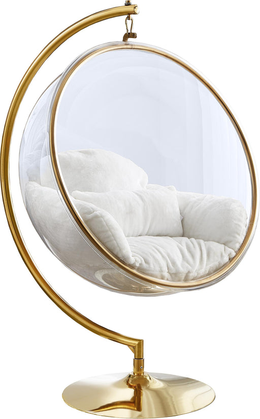 Luna White Faux Fur Acrylic Swing Accent Chair - Royal Furniture & Gifts (MI) - Multi Location