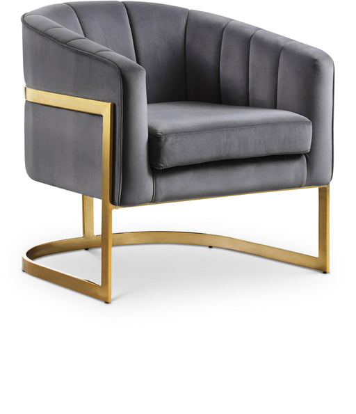 Carter Grey Velvet Accent Chair - Royal Furniture & Gifts (MI) - Multi Location