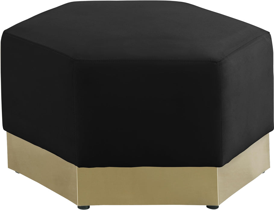 Marquis Black Velvet Ottoman - Royal Furniture & Gifts (MI) - Multi Location