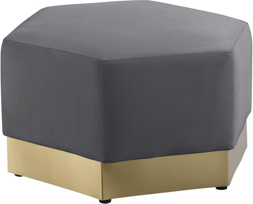 Marquis Grey Velvet Ottoman - Royal Furniture & Gifts (MI) - Multi Location
