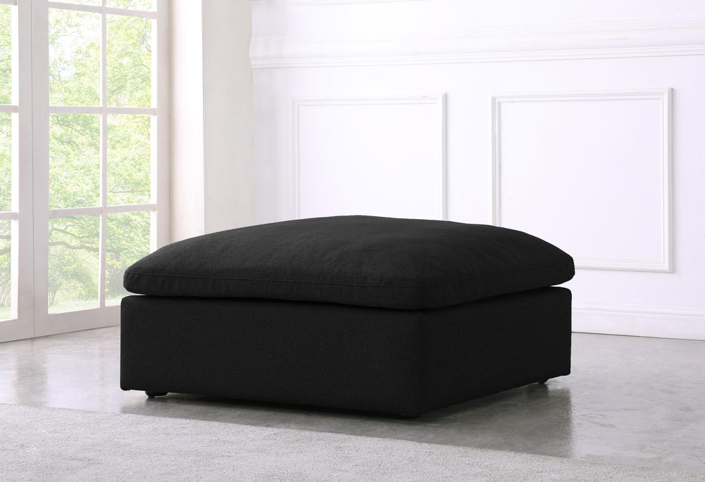 Serene Black Linen Fabric Deluxe Cloud Ottoman - Royal Furniture & Gifts (MI) - Multi Location