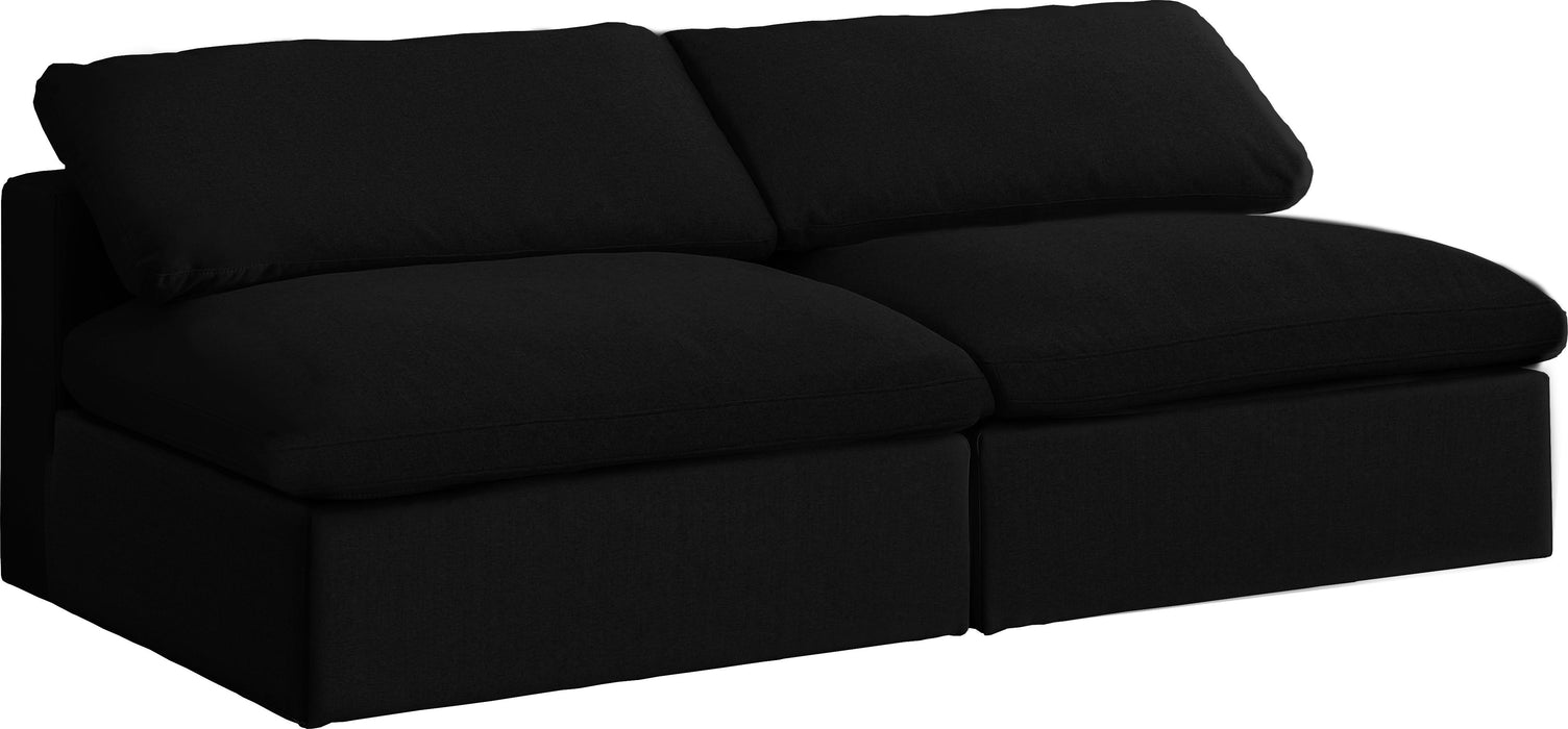 Serene Black Linen Fabric Deluxe Cloud Modular Armless Sofa - Royal Furniture & Gifts (MI) - Multi Location