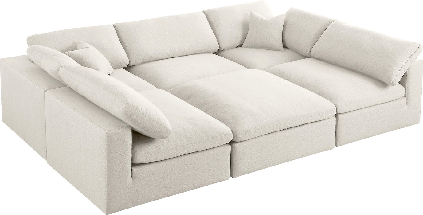 Serene Cream Linen Fabric Deluxe Cloud Modular Sectional - Royal Furniture & Gifts (MI) - Multi Location