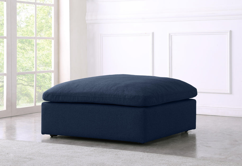 Serene Navy Linen Fabric Deluxe Cloud Ottoman - Royal Furniture & Gifts (MI) - Multi Location