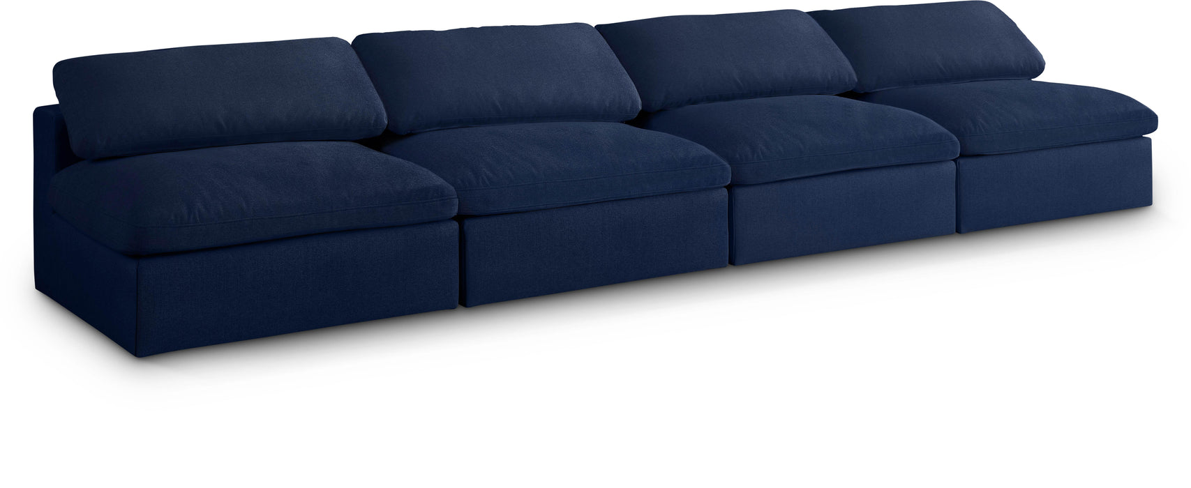 Serene Navy Linen Fabric Deluxe Cloud Modular Armless Sofa - Royal Furniture & Gifts (MI) - Multi Location