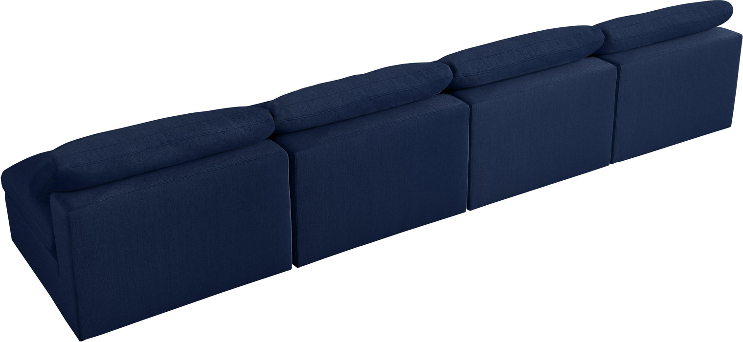 Serene Navy Linen Fabric Deluxe Cloud Modular Armless Sofa - Royal Furniture & Gifts (MI) - Multi Location