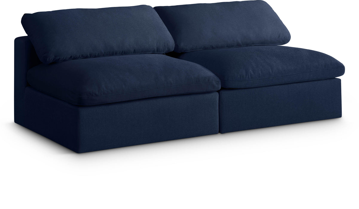 Serene Navy Linen Fabric Deluxe Cloud Modular Armless Sofa - Royal Furniture & Gifts (MI) - Multi Location